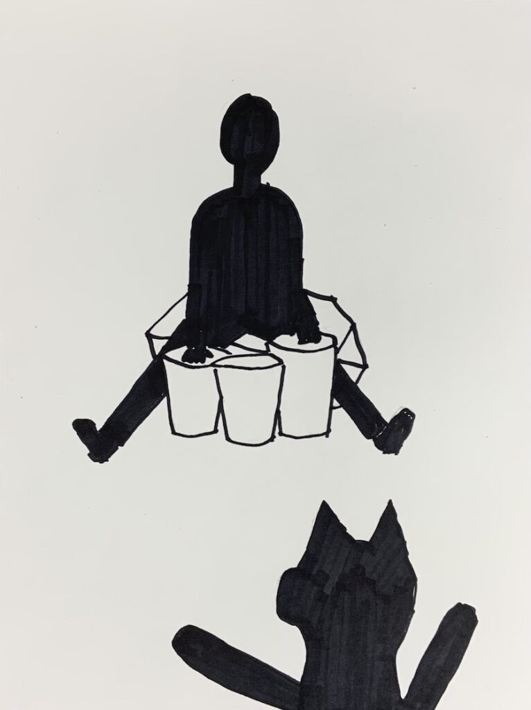 Rough silhouette sketch - drummer