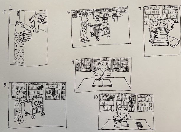 A cat in a library thumbnails